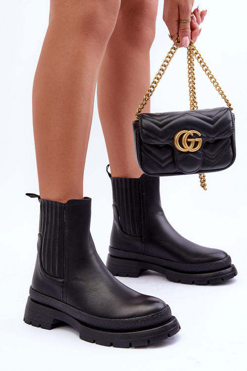 Masivní Kožené Botky Štíhlé Černé Rosan