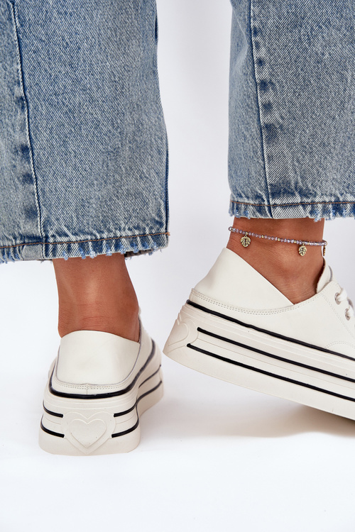 Dámské Kožené Tenisky Na Platformě GOE RR2N4106 Bílé