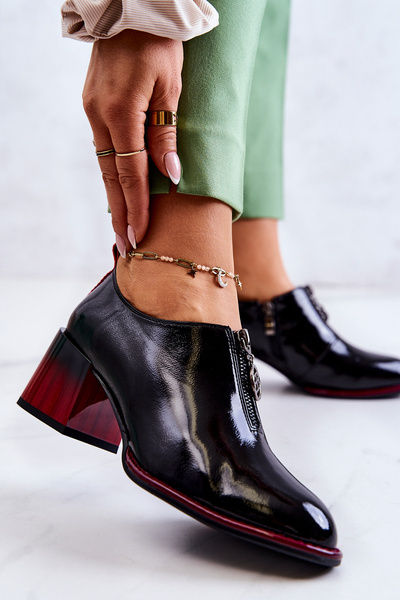 Lakovane Módní boty na sloupku černo-červené Lorena