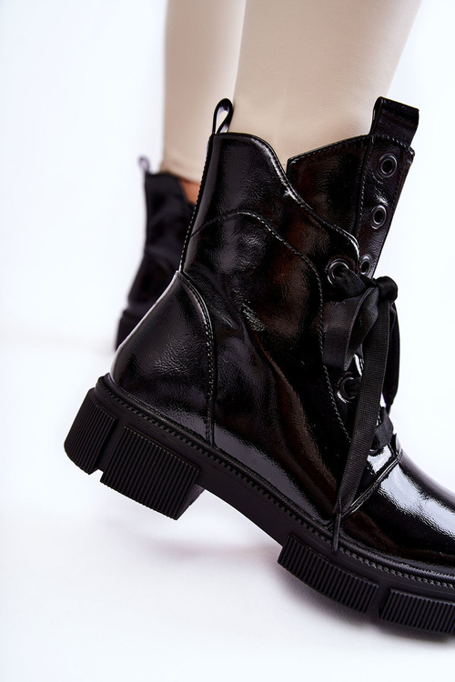 Dámské teplé lakované boty Workers černé Efemia