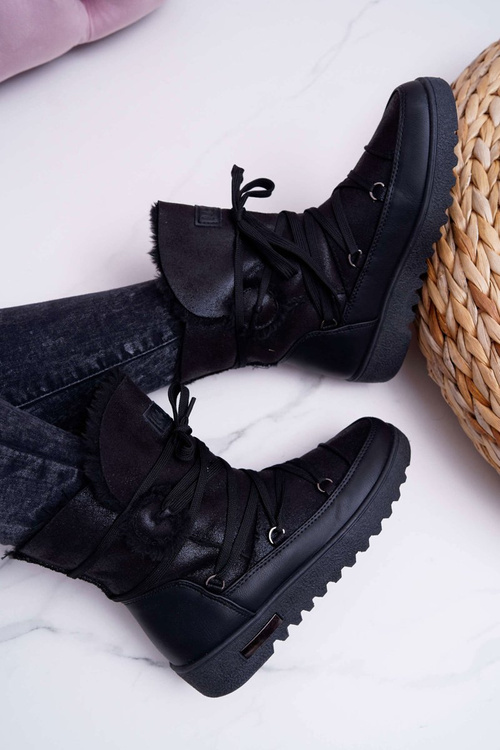 Dámské Sněhule Zateplené Kožešinou Černé Fereni