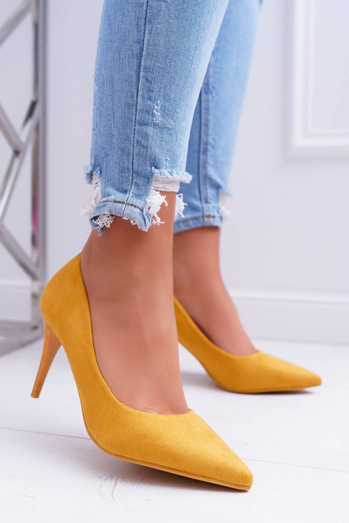 Dámské Lodičky Na Jehlovém Podpatku Semišové Žluté Cream