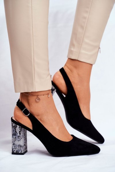 Lodičky Na Podpatku S Hadím Vzorem Sergio Leone PB218 Černé