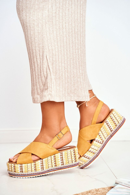 Dámske sandále na klinii Espadril Yellow Sandy