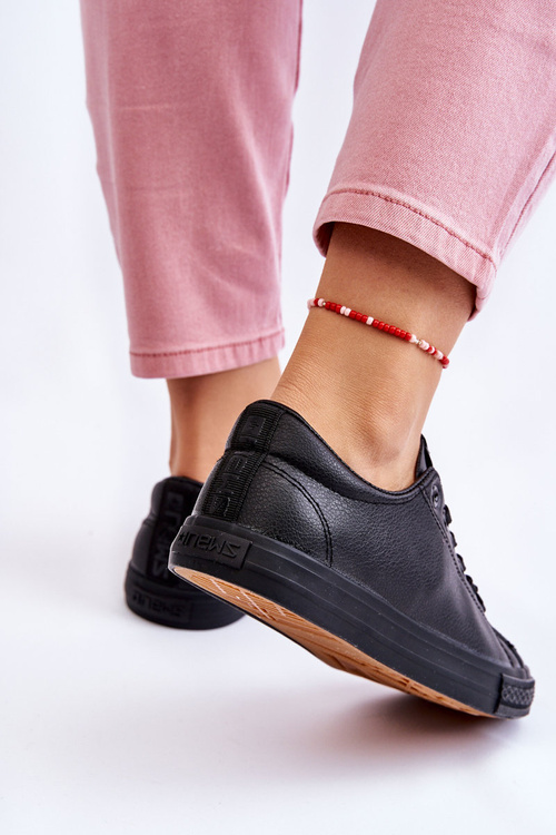 Dámska koža zviazaná klasická čierna misima tenisky