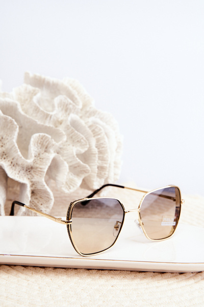 Dámské sluneční brýle s brokatovými vložkami UV400 zlaté