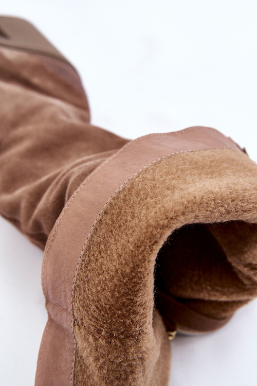 Dámske semišové topánky na masívnom stĺpovom svetlo hnedom valeris