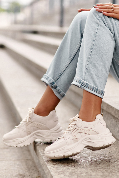 Masívne dámske športové topánky béžové béžové toderus