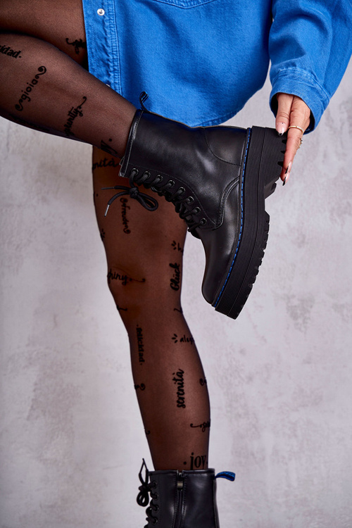 Dámske zviazané topánky, čierne hovory