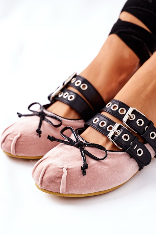 Šněrovací Velurové Baleríny Lu Boo Béžové