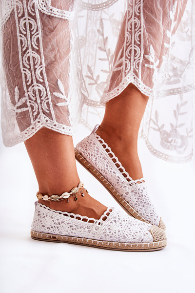 Dámské prolamované espadrilky Bíle Letisa