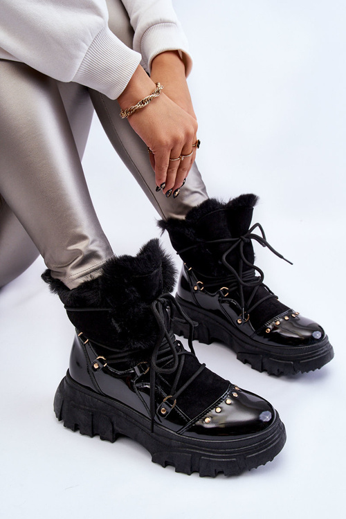 Dámske čipky Black Merron -up -up s kožušinou