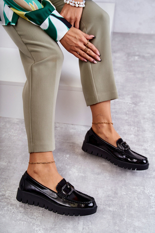 Lakované Mokasíny Na Platformě Černe Kjersti