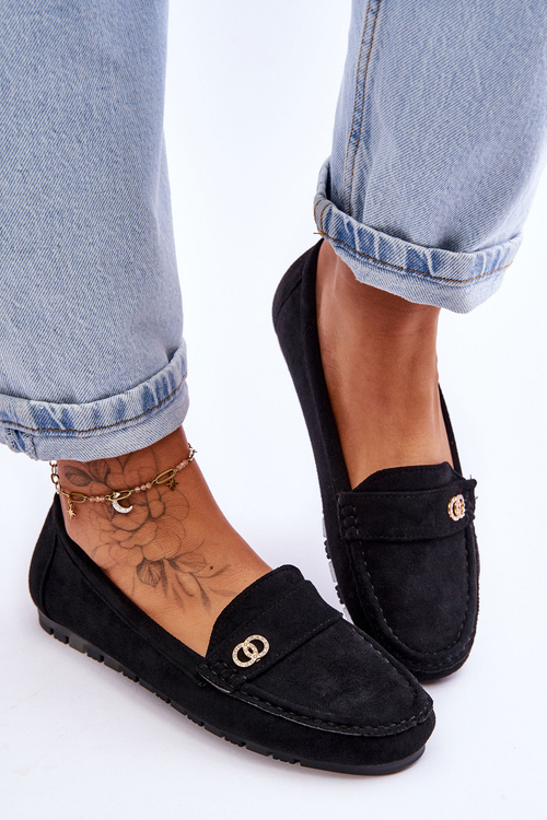 Nazouvací mokasíny Suede Černá Castelo
