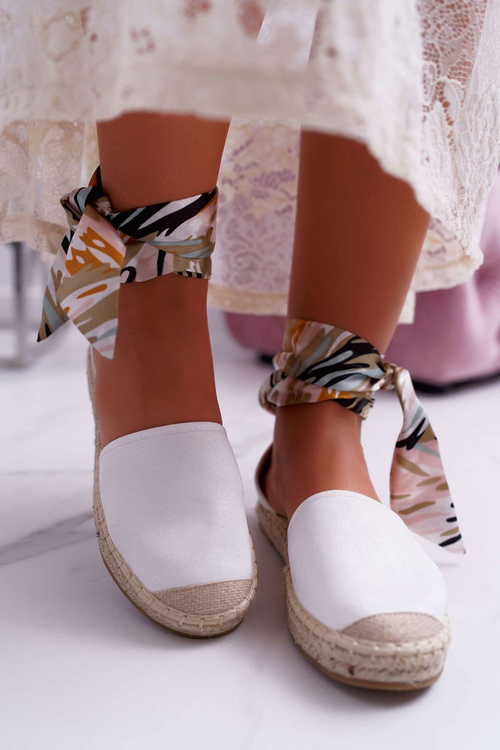 Dámské Espadrilky Svázané Stuhou Bílé Mila
