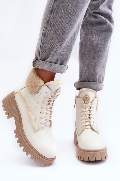 Dámske kožené topánky krémové topánky Lemar Vergo