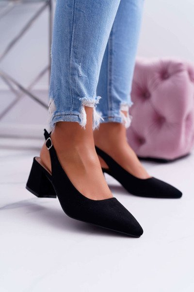 Dámské Semišové Lodičky Na Podpatku černé Contrail