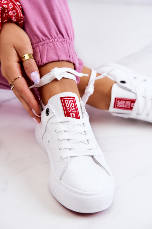 Kožené tenisky Big Star JJ274212 bílé a červené