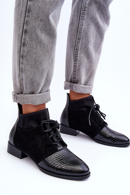 Dámské polobotky na plochém podpatku černé SBarski 259-1