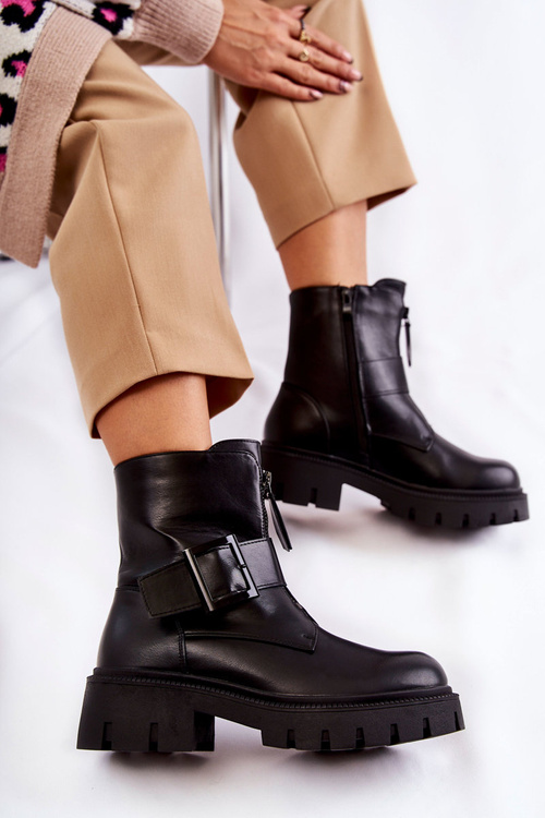 Dámské zateplené kozačky na zip Černé Torey