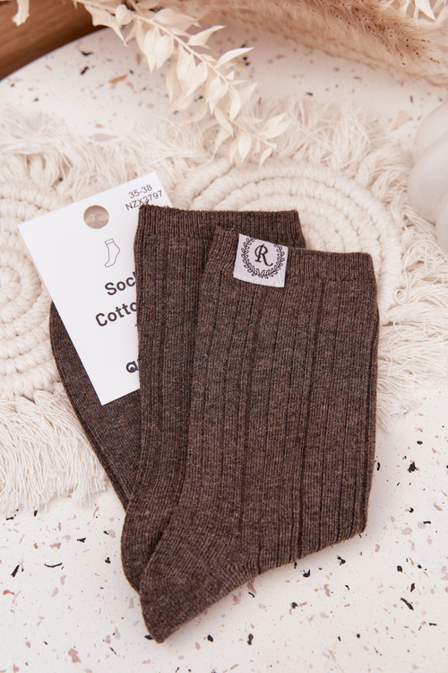 Bavlněné ponožky pruhované dámské tmavě šedé