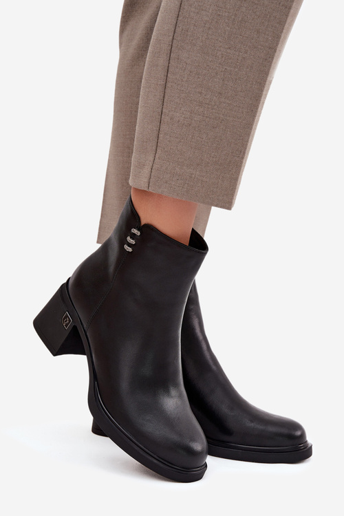 Kožené Zateplené Dámské Kotníkové Boty na Klín Vinceza 91159 Černé