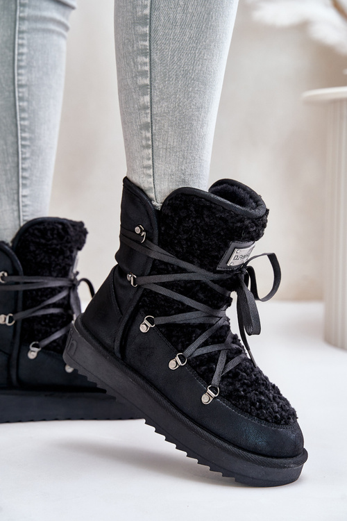 Voděodolné sněhové boty na platformě veganské D.Franklin DFSH370004 černé