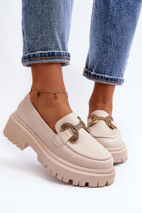 Dámské mokasíny s ozdobou světle béžové Gargi