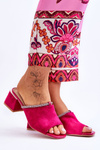 Semišové pantofle na vysokém podpatku S.Barski KV-612-2 Fuchsia