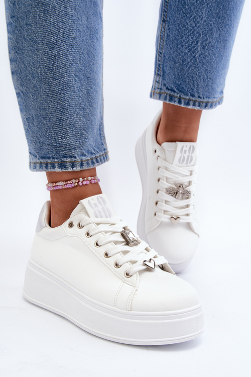 Dámské boty na platformě s ozdobami bílé Herbisa