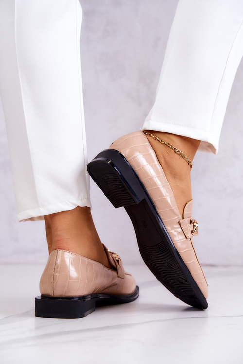 Kožené mokasíny Mokasíny s řetízkem béžove Killen