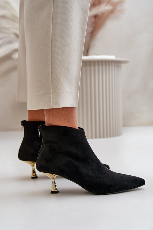 Dámské botky na jehlovém podpatku eko semišové černé Terlena