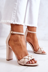 Kožené Sandály Na Podpatku béžove Henriett