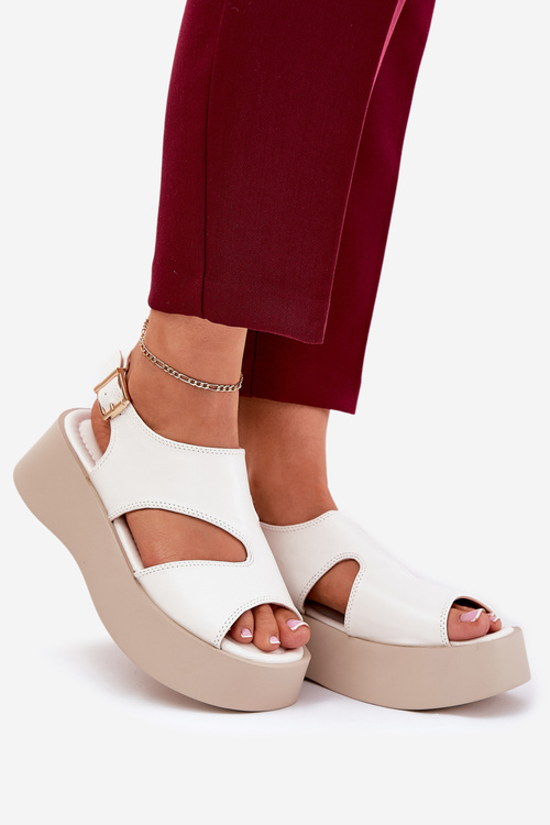 Dámské Sandály Na Platformě Eko Kůže Bílé Karonia