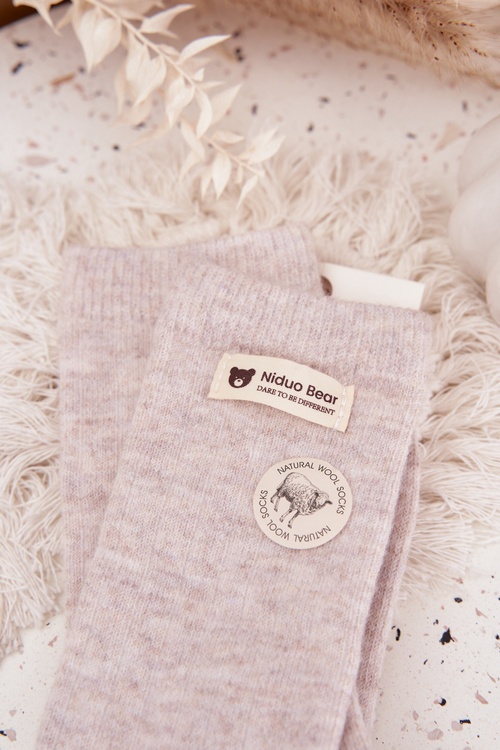 Teplé Vlnené Ženské Ponožky S Nášivkou Béžové