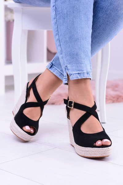 Čierne sandále žien Espadrille Sandals Elonore