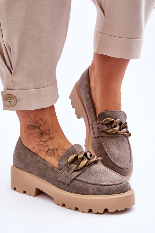 Semišové dámské mokasíny S.Barski HX52-222 Šedá