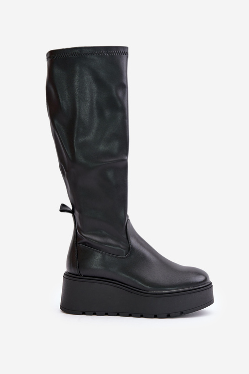 Dámske Kozáky Pred Koleno Na Platforme A Klíne Čierne Vinceza 58342