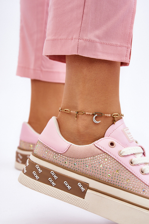 Ženské tenisky s kamienkami goe ll2n4057 ružová