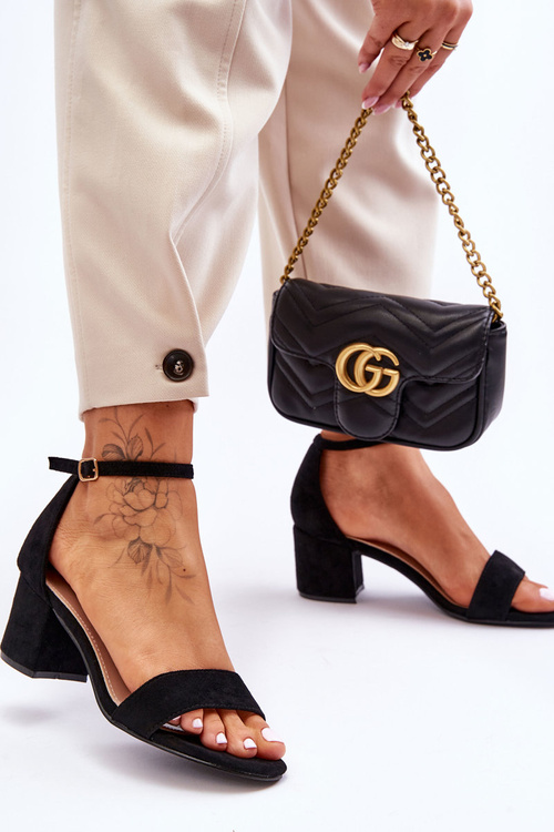 Semišové klasické sandály na nízkém podpatku Černá Honeymoon