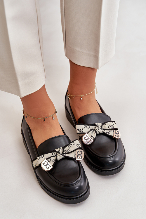 Kožené Dámské Polobotky Mokasíny Černé S.Barski HY42-330