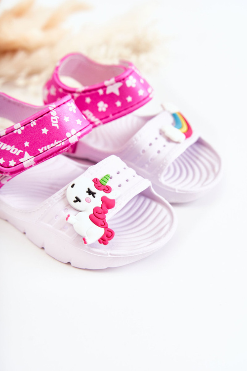 Lehké pěnové dětské sandály se suchým zipem bílé Asti