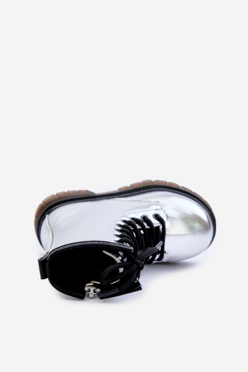 Zateplené Detské Lakované Čižmy Na Zips Strieborné Novita