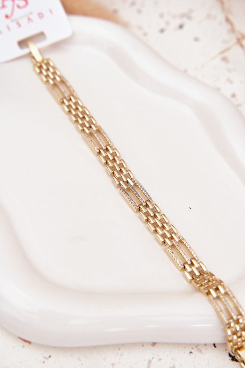 Dámský náramek ze chirurgické oceli s křišťály zlatý