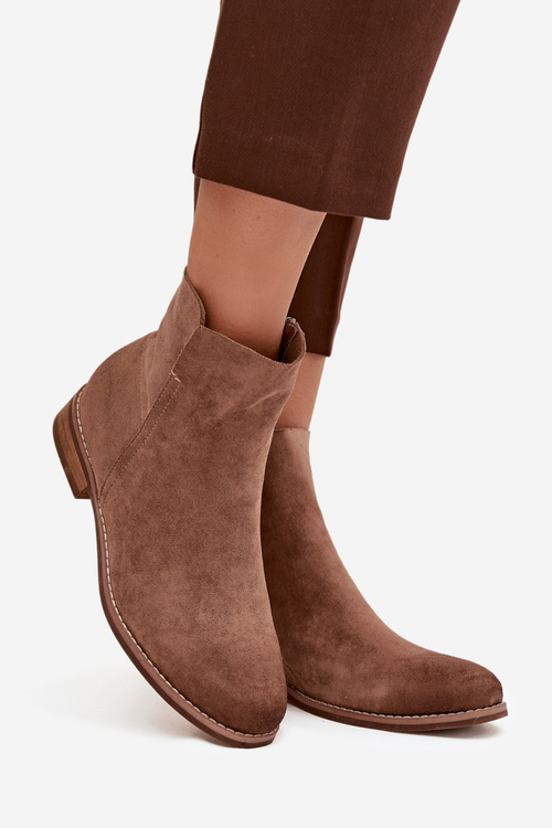 Dámske členkové topánky na plochej podrážke Vinceza 39961 svetlo hnede