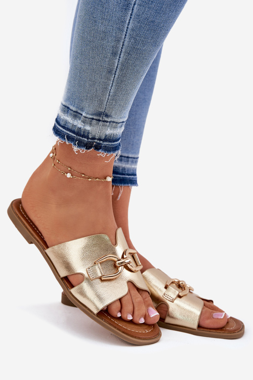 Dámské Plážové Sandály S Dekorativním Detalem Zlaté Amiresna