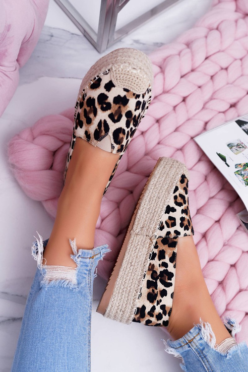 hnědé posuvné Semišové espadrille Leopard Zadie