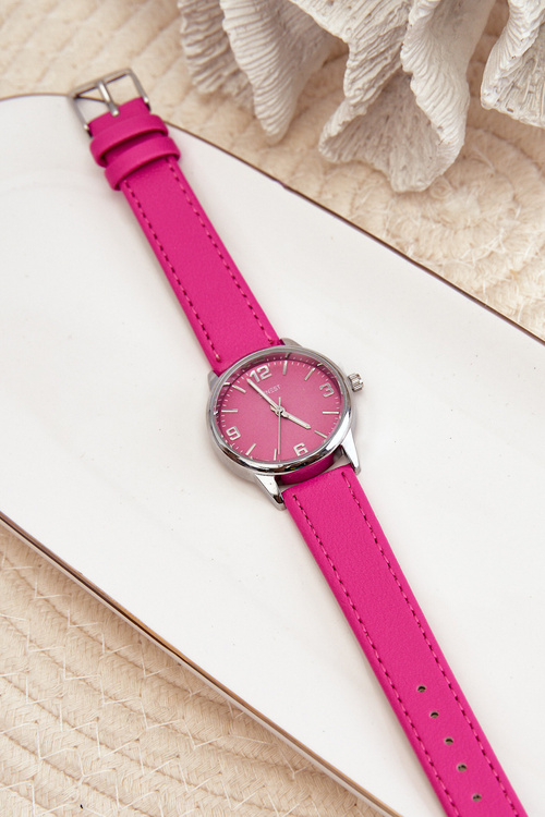 Dámske hodinky na eko koženom remienku fuksiové Ernest E2177