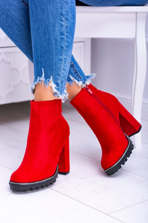 Červené SEMIŠOVÉ KOTNÍKOVÉ BOTY Guriela