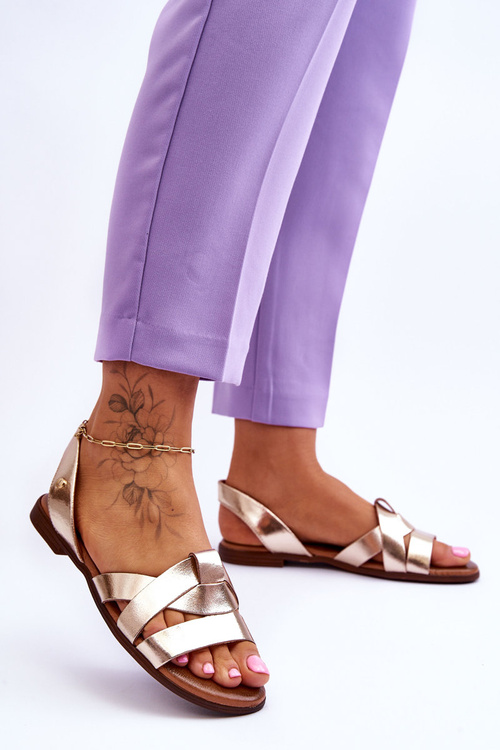 Zazoo 40185 Pohodlné Kožené Šľapky Sandále Zlaté